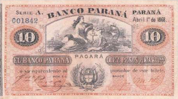 Banco Paraná 10 pesos del Banco Paraná